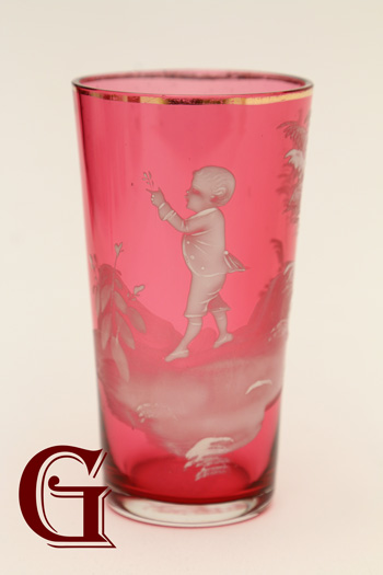 cranberry glass Mary Gregory juice glass
